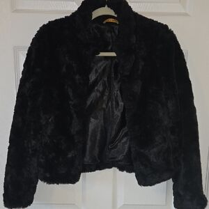 Alice + Olivia Black Fur-Trimmed Jacket